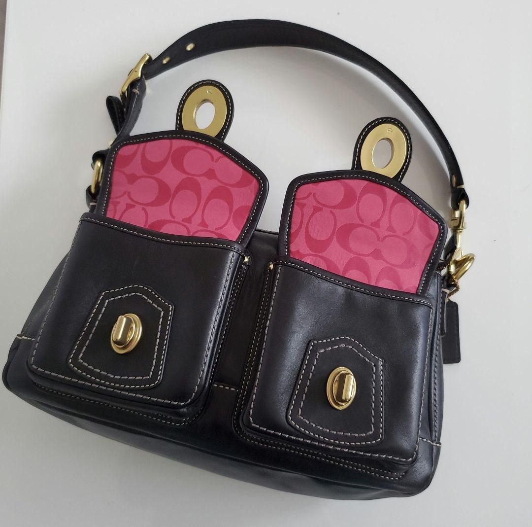 美品　COACH コーチ　ショルダーバッグ　トートバッグ　レザー　黒　レディース