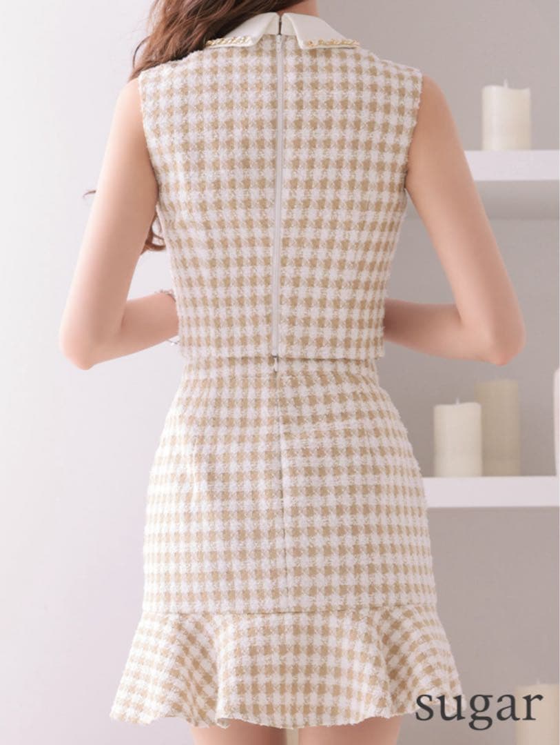 じ*中様 【新品未使用】チェック柄クロップドトップ&フレアスカートセット