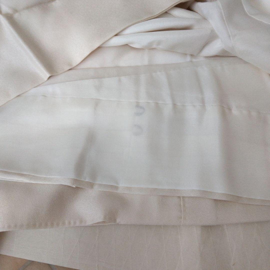 未使用品　訪問着 鳥と花模様白つばき グレーとホワイト、長襦袢付