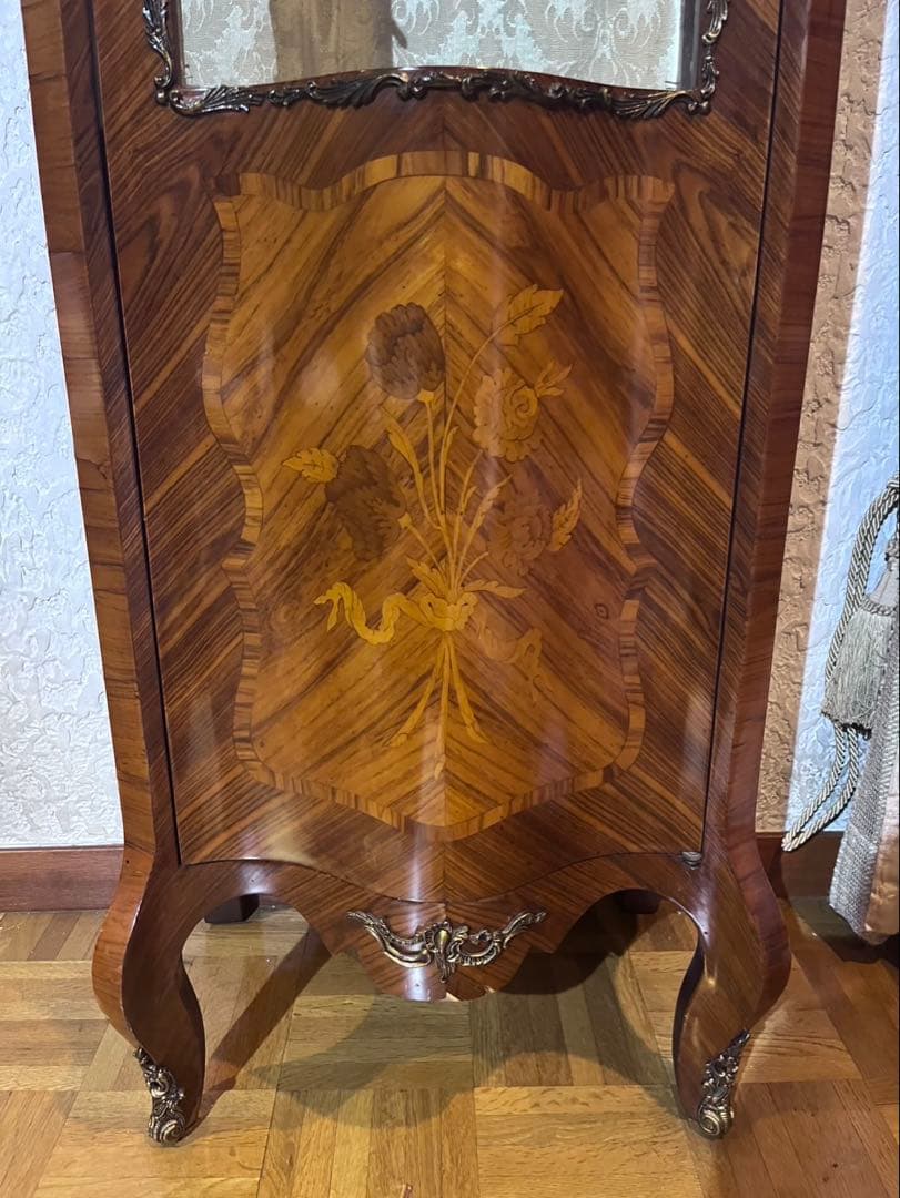 イタリア製 MARCONI ARTE 象嵌細工 ガラス 高級家具 飾り棚