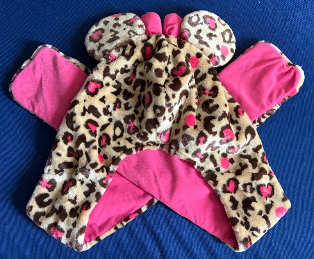 ディズニー　ミニー　ヒョウ柄　マフラーキャップ