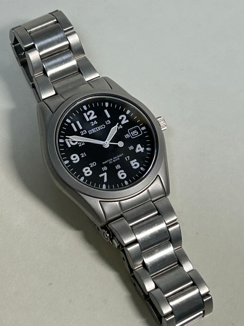 完動極美品 SEIKO ミリタリー SBCA001 7N42-8260 黒文字盤