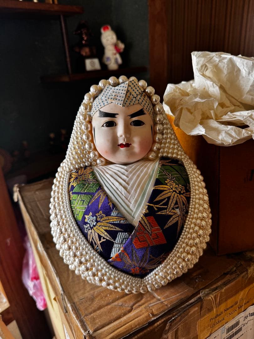 パール武者だるま人形（紫×緑）／レトロ昭和コレクション