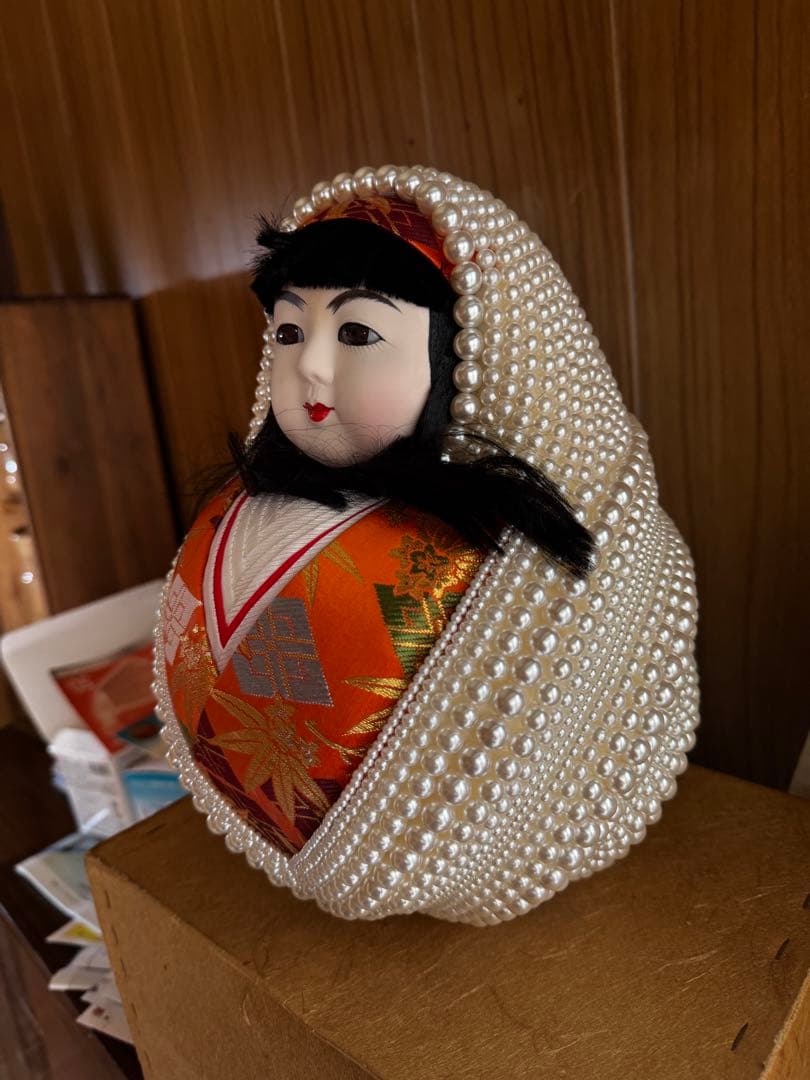 パール武者だるま人形（紫×緑）／レトロ昭和コレクション