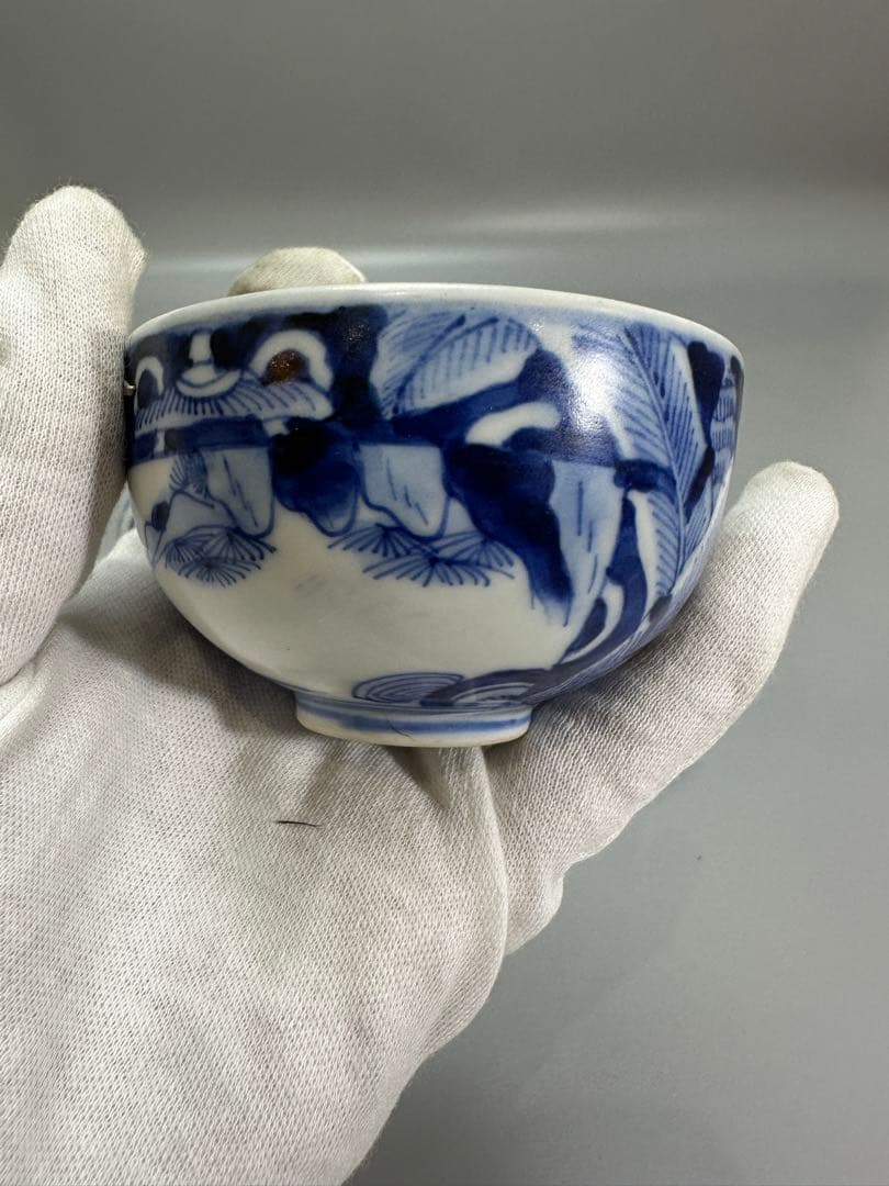 煎茶 時代 染付 茶器 五客 補修あり