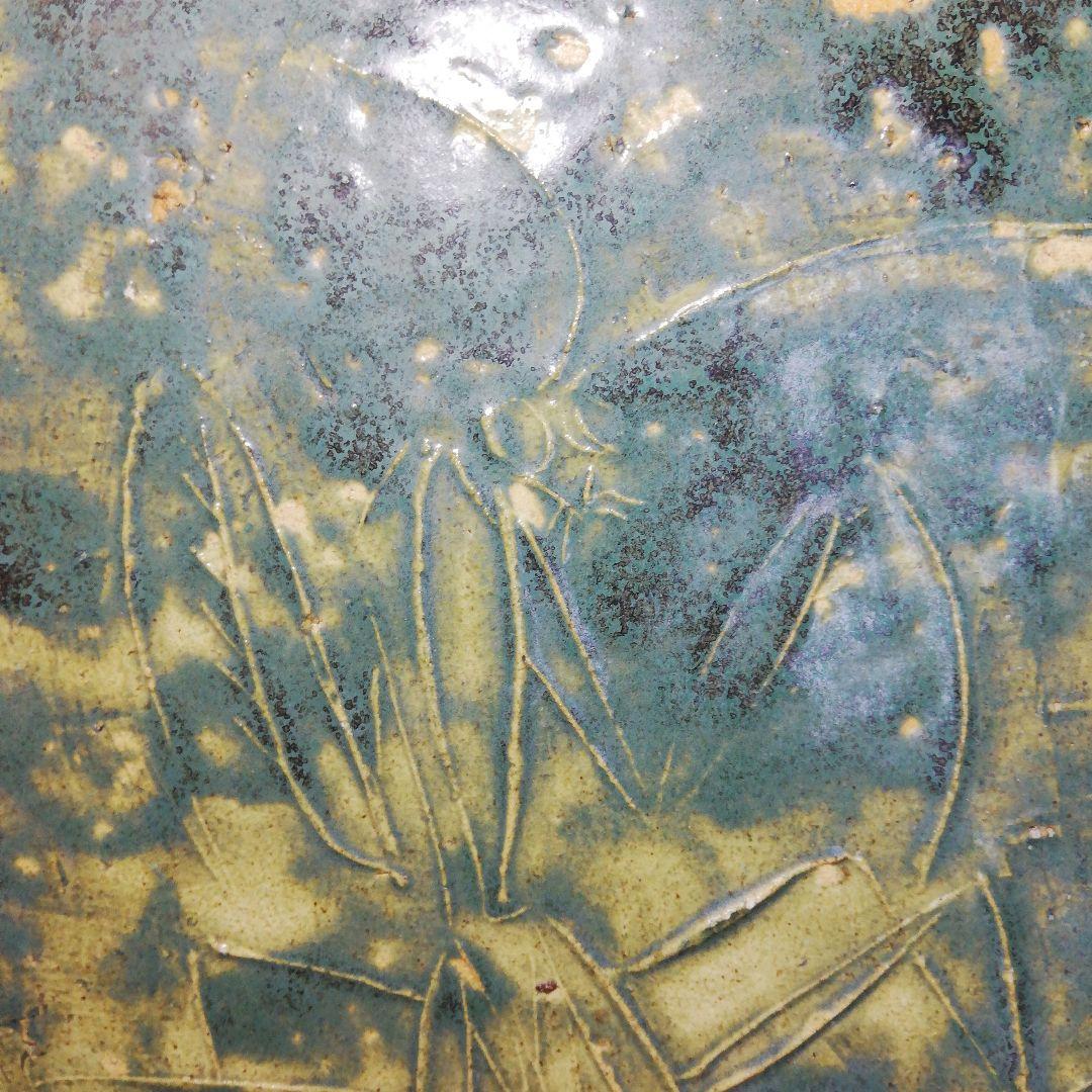 鹿児島寿蔵 陶板 カマキリ インテリア 飾り 希少 レア 絵 ヴィンテージ