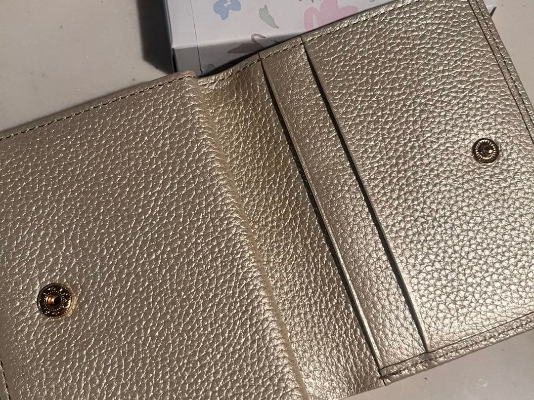 皇居限定　二つ折りがま口財布　ゴールド