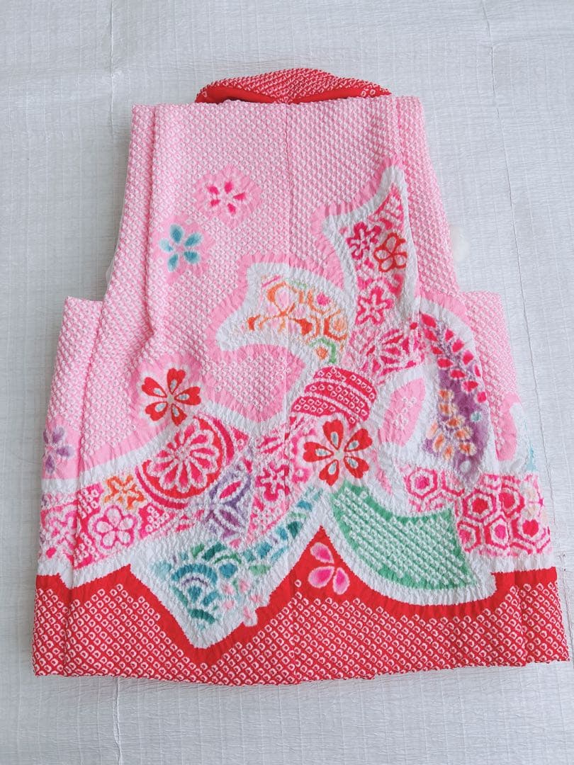 七五三 3歳着物 被布セット 白 絞り加工