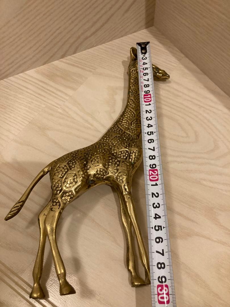 ブラス製キリンの彫刻 2体セット