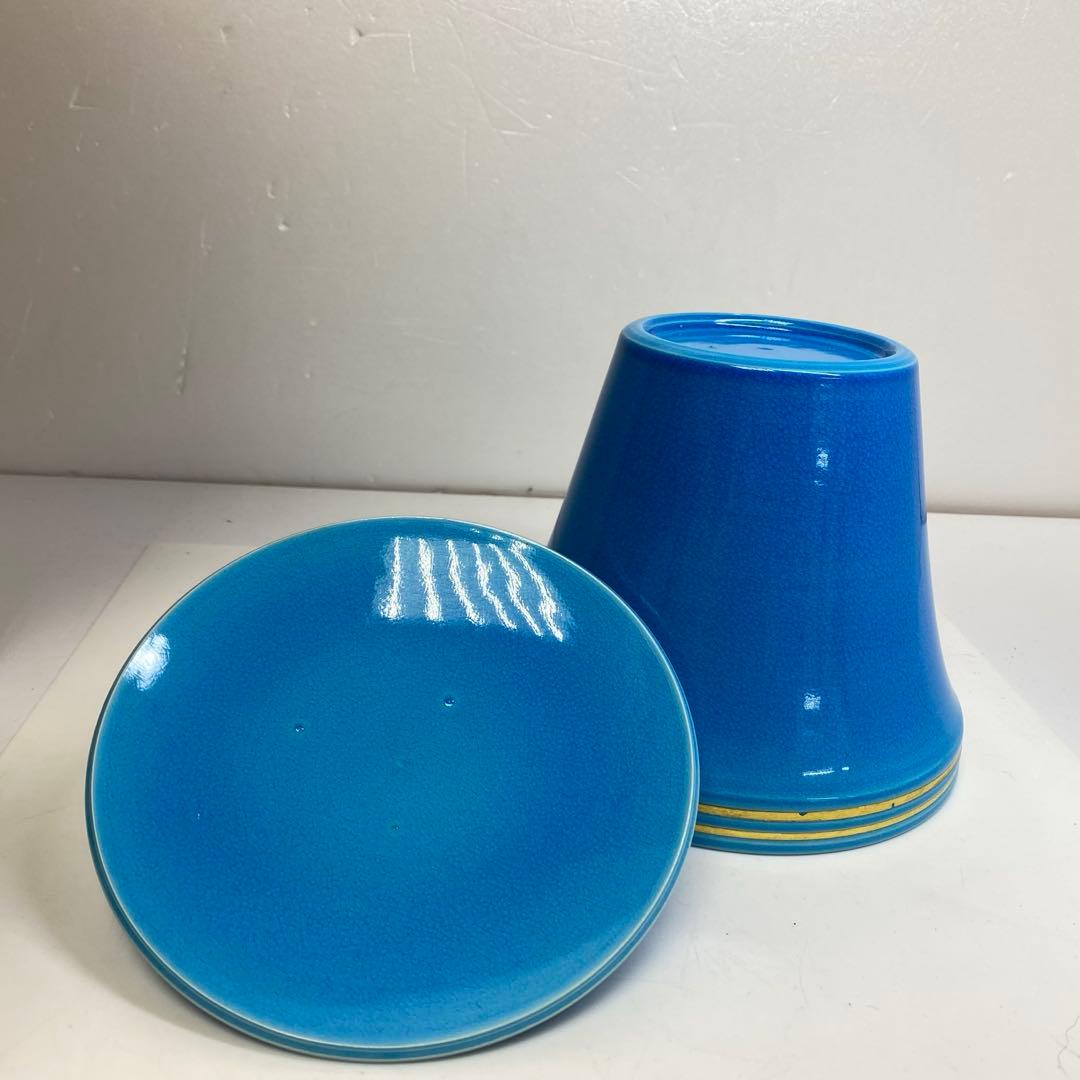 御室窯　浅黄交趾末広水指　共箱　東さ7-1115☆2F