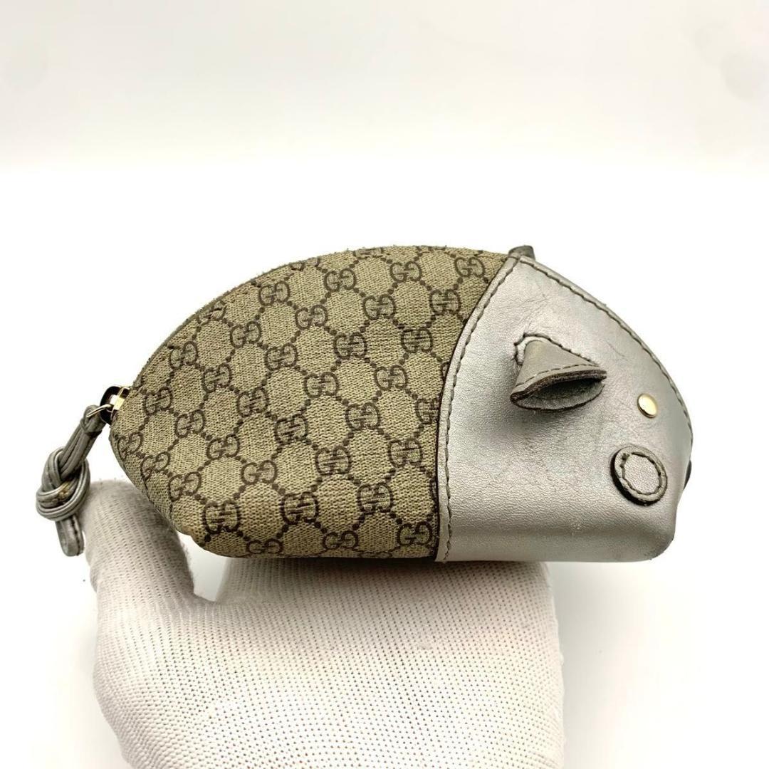 鑑定済み グッチ ケース 財布 GGスプリーム 豚 ブタ レザー アニマル