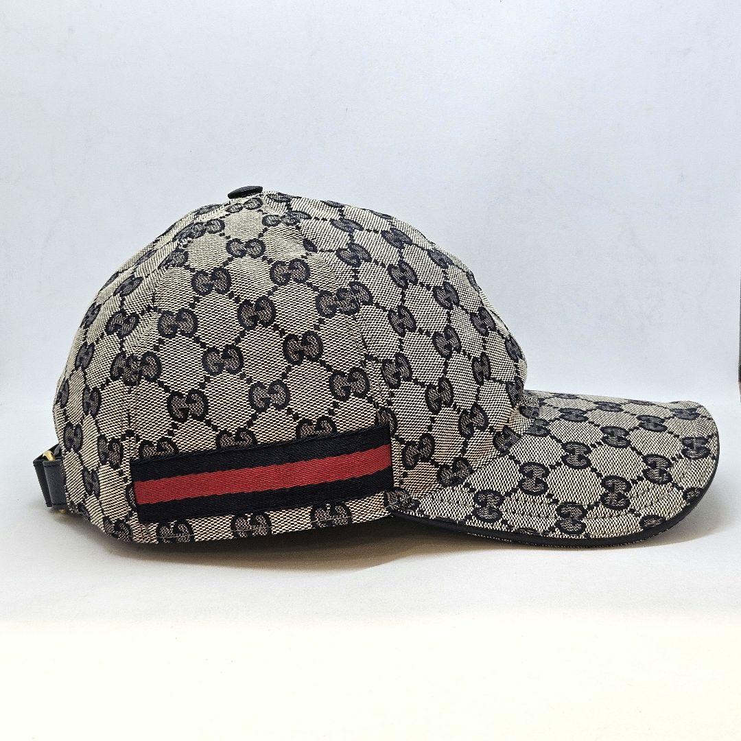 グッチ GG キャンバス ベースボール キャップ 帽子 紺 ネイビー ベージュ