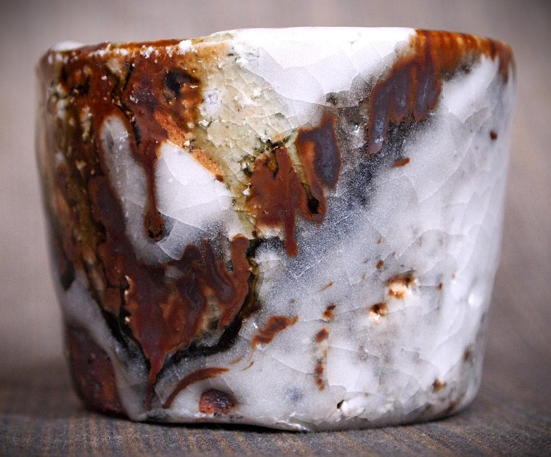 個展作品★村越琢磨【師：梅原武平】志野織部酒器B★ビードロ