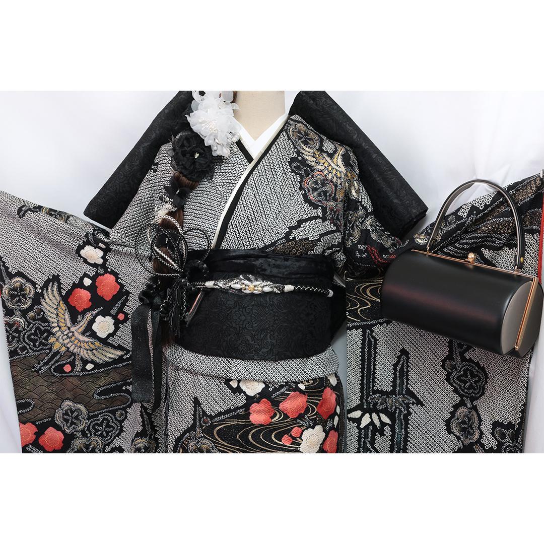 ◆ 振袖6点セット 166.5cm◆ブラックベース総絞りフルセット成人式ii26