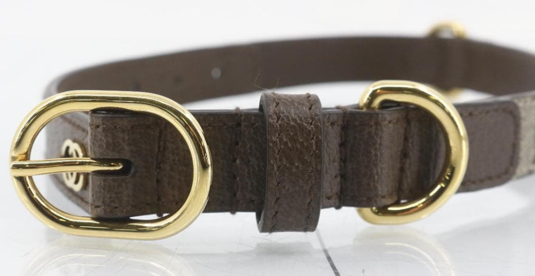 Gucciグッチ GGスプリーム　中・大型犬用首輪　キャンバス×革 ブラウン