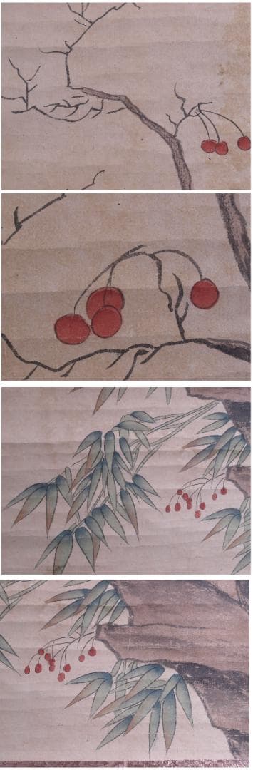 蔵整理品　中国清時代掛け軸　肉筆水彩絵　骨董品I1568 A13-1