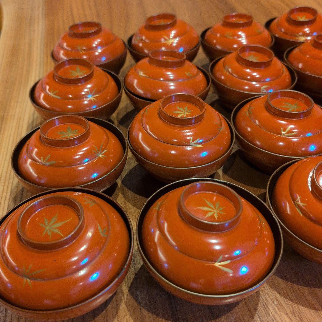 洗朱蒔絵　吸物椀　19客