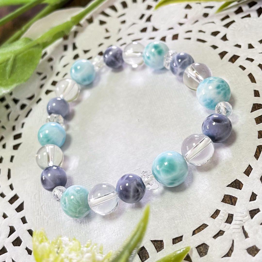 【こいけちゃん】ラリマー・パープルラリマー・水晶の天然石ブレスレット