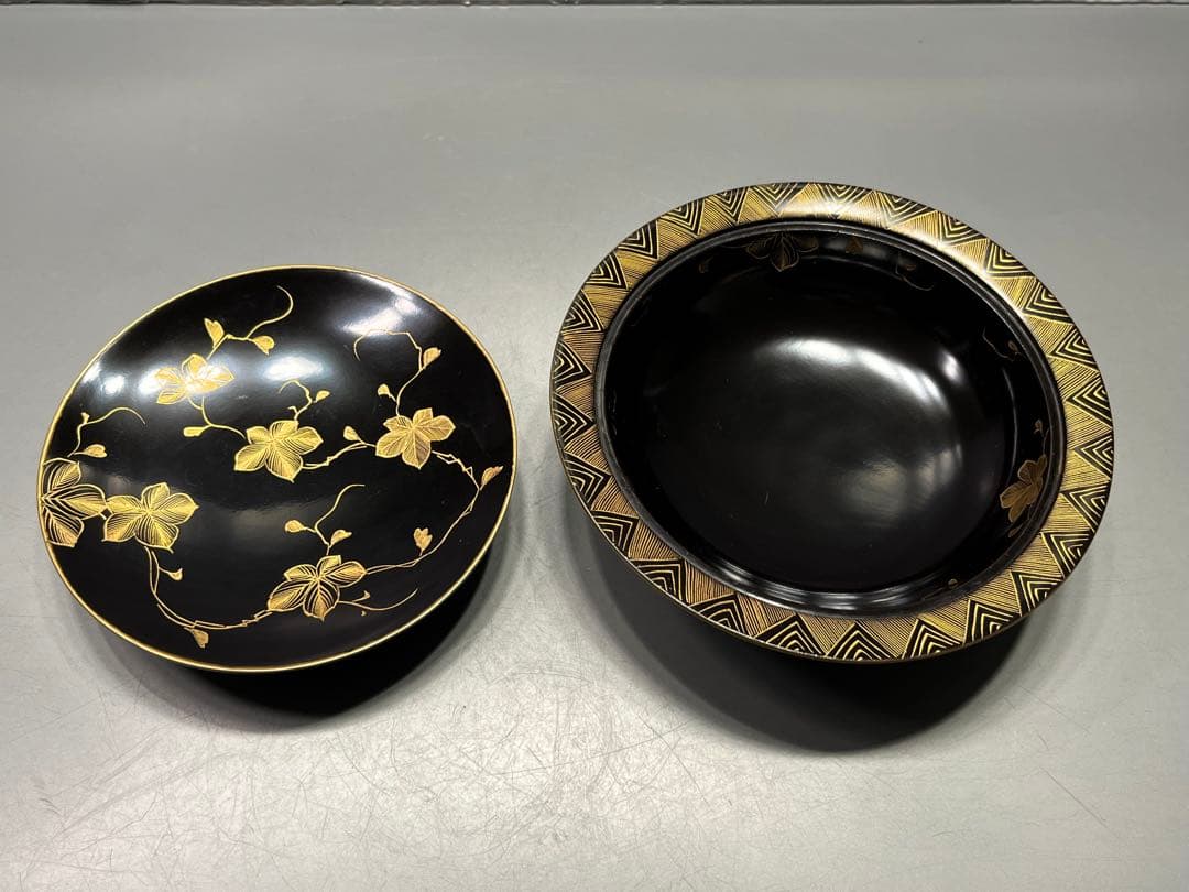 時代　極上　輪島塗　沈金蒔絵　蓋付き煮椀　四客　木製