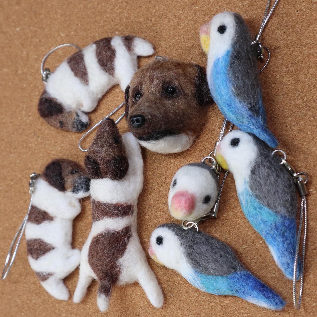 羊毛フェルト Yu様 ジャックラッセル&インコ ハンドメイド オーダー