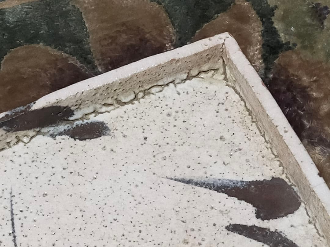 ♥志野　鉢　木箱付き　四方鉢　陶板　古玩　骨董品