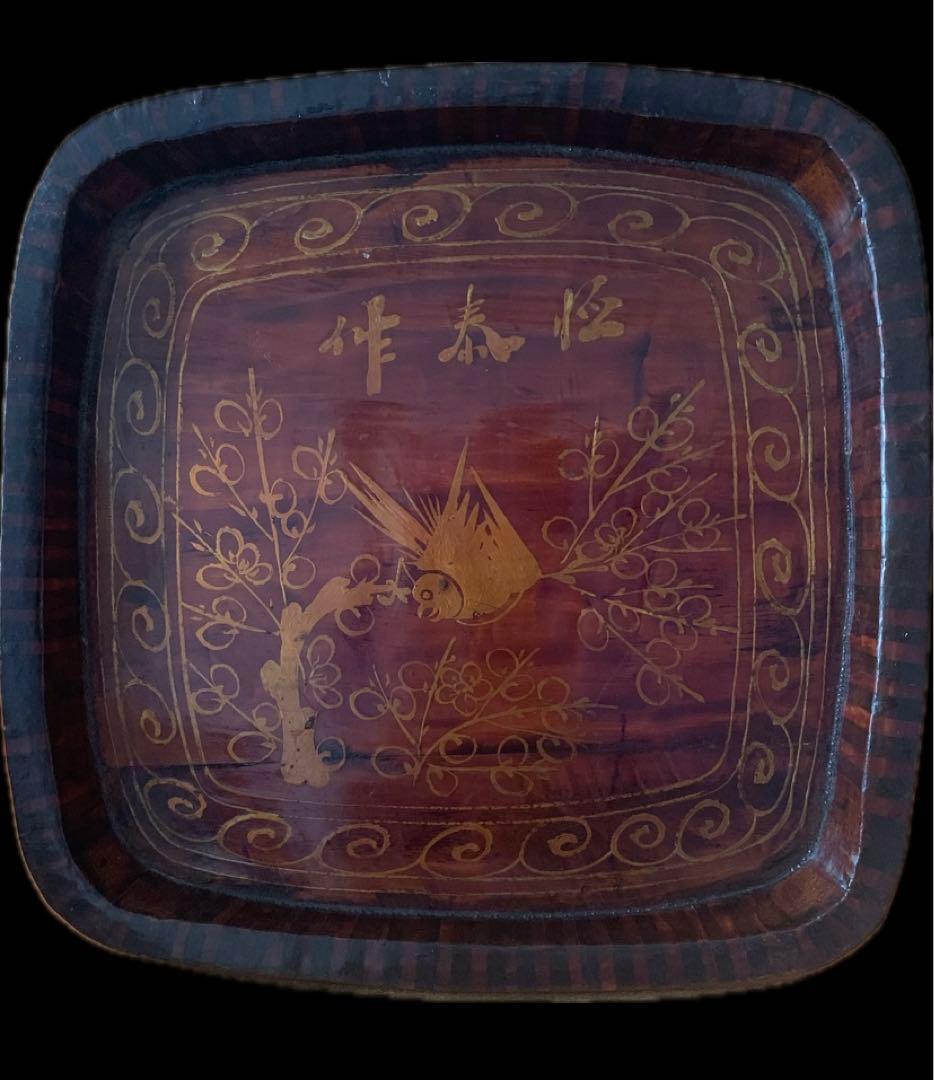 希少　高級　四方盆　中国 漢口　恒泰發記　製造　アンティーク