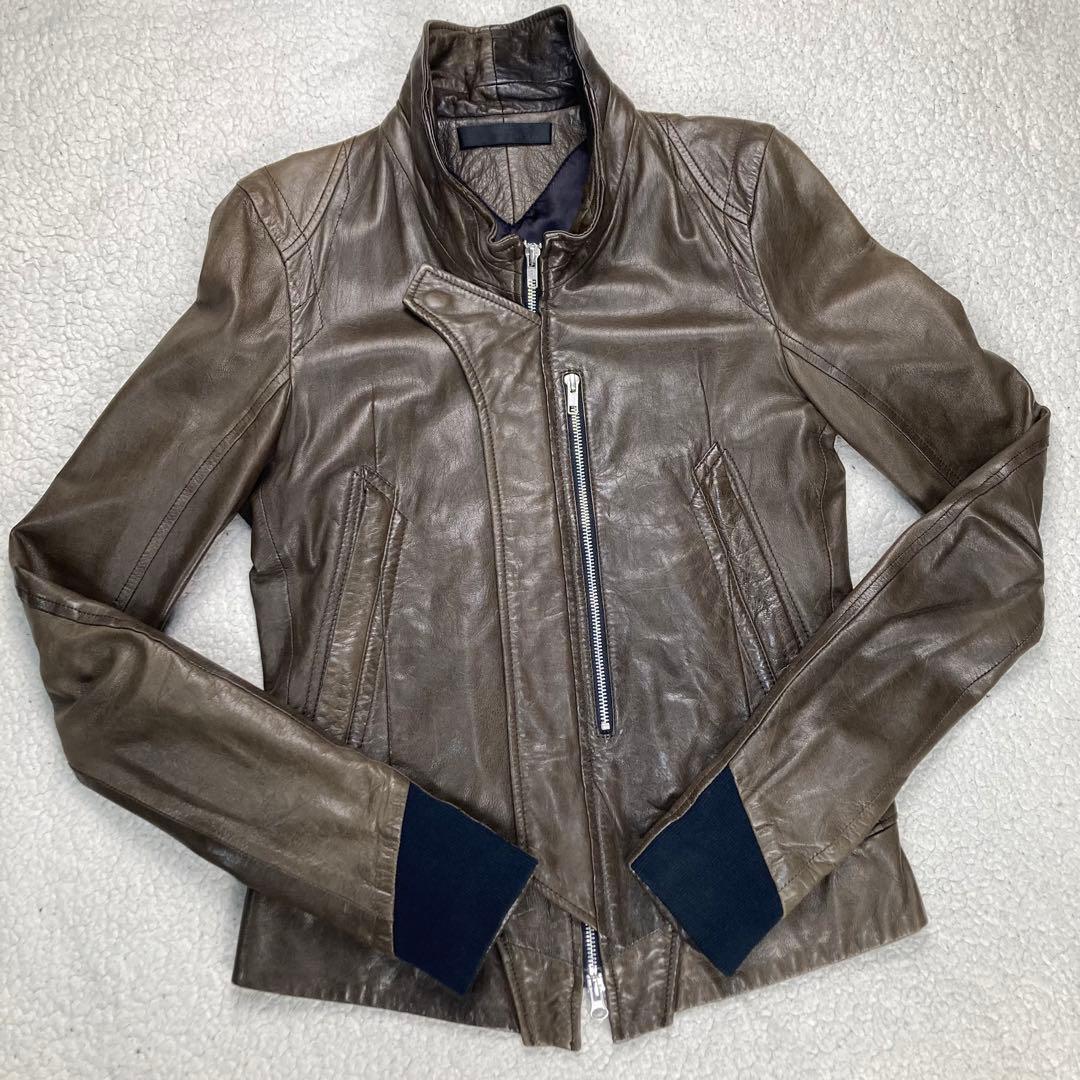 【レアカラー】EKAM ラムレザー シングルライダース 短丈 羊皮 軽量 Ｍ