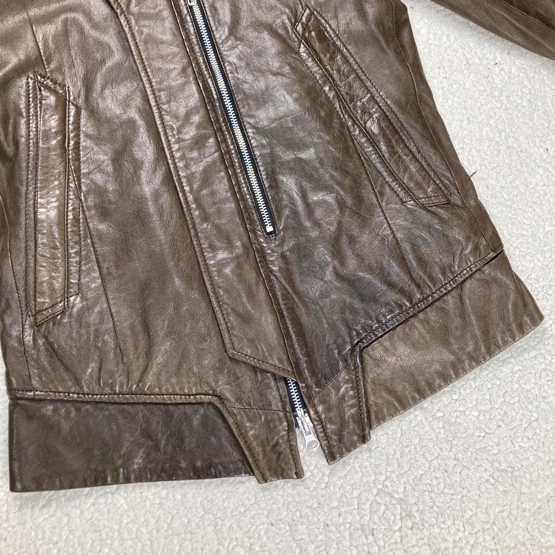 【レアカラー】EKAM ラムレザー シングルライダース 短丈 羊皮 軽量 Ｍ