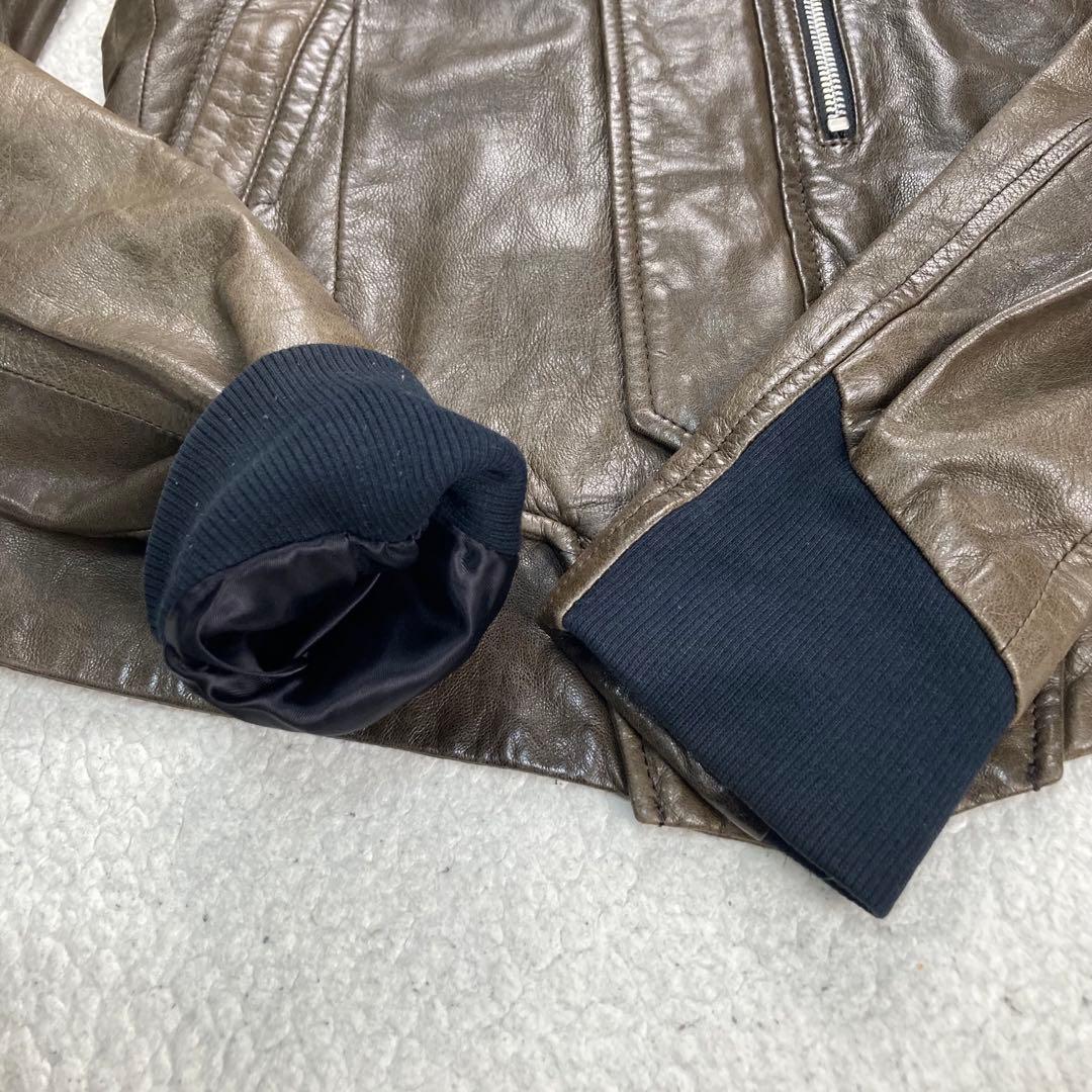 【レアカラー】EKAM ラムレザー シングルライダース 短丈 羊皮 軽量 Ｍ