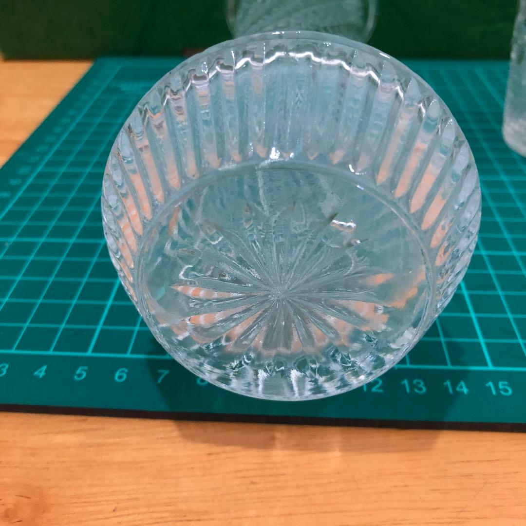 昭和レトロ・ガラス花瓶&醤油差し2セット