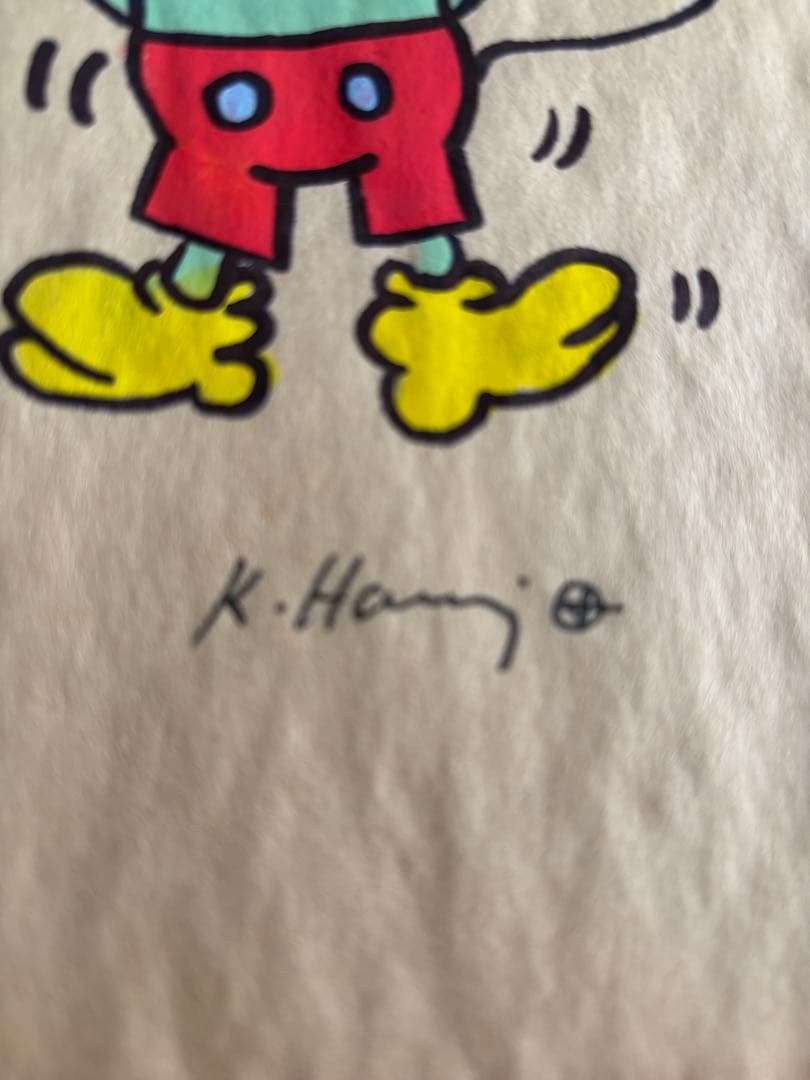 キースヘリング　肉筆　模写　サイン有　油彩　原画　ポップアート 財印スタンプ