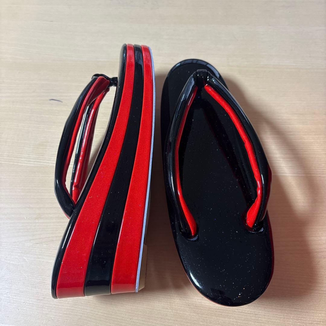 和装用赤黒サンダルとバッグセット