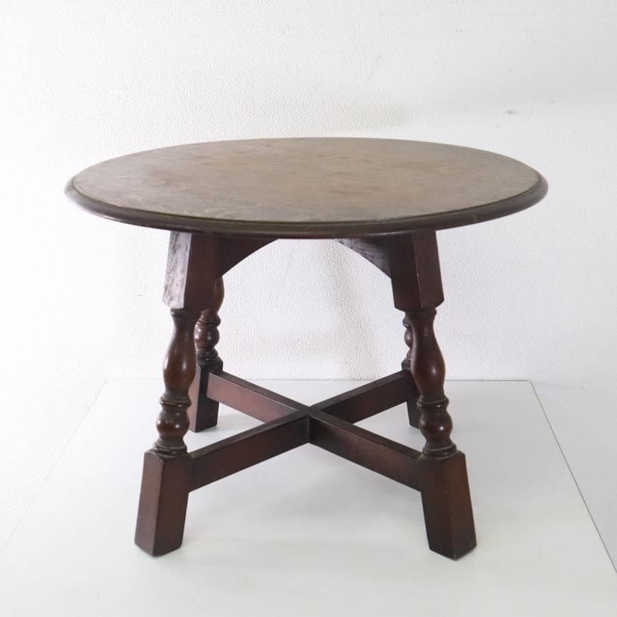 英国アンティーク オーク無垢 ラウンドコーヒーテーブル サイドテーブル