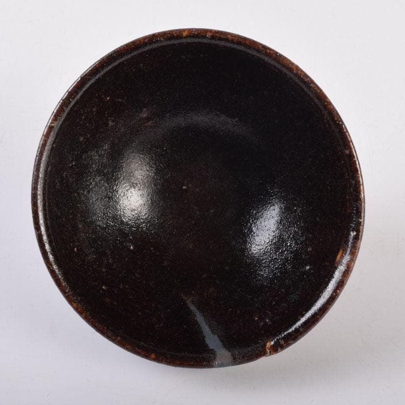 茶道具　瀬戸焼　黒茶碗　仕覆・時代箱付　V　8478