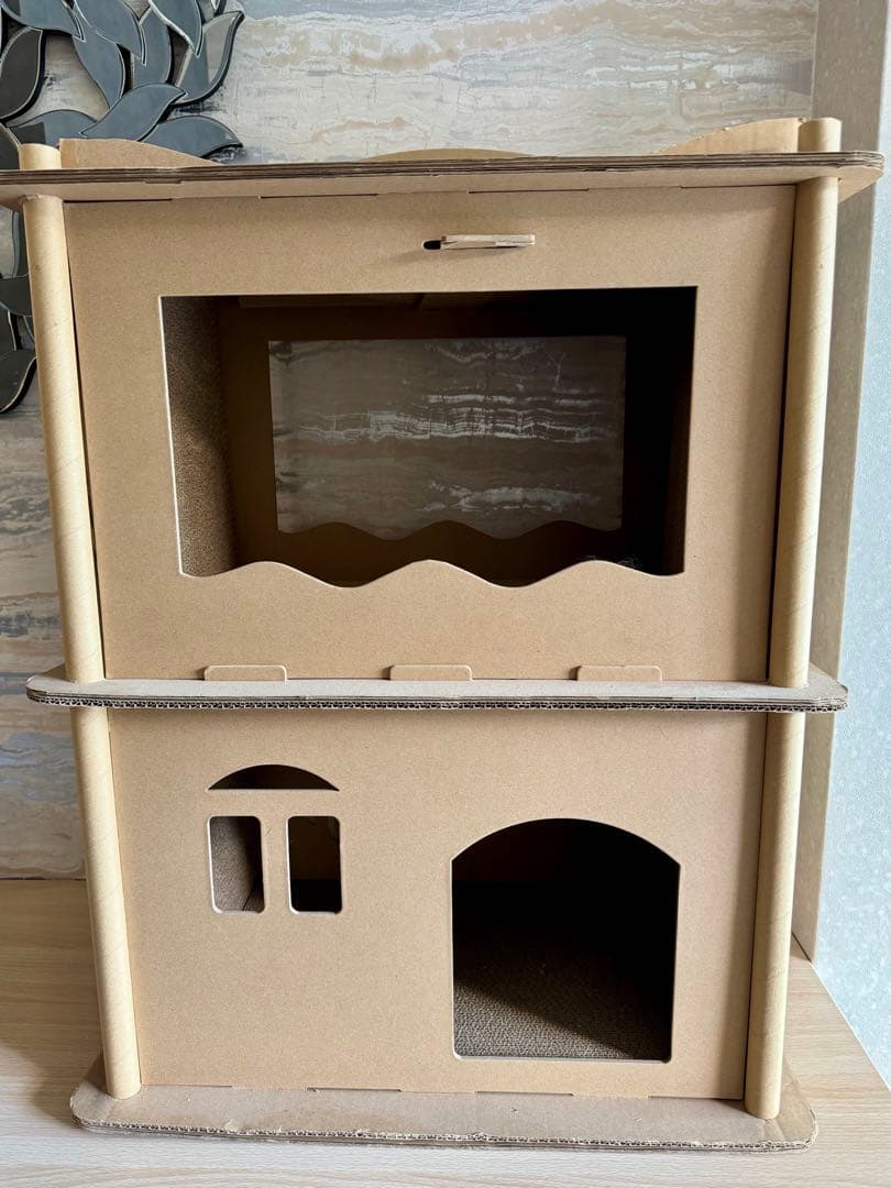 Petique キャットハウス　コンドミニアム　段ボール製キャットタワー 2階建