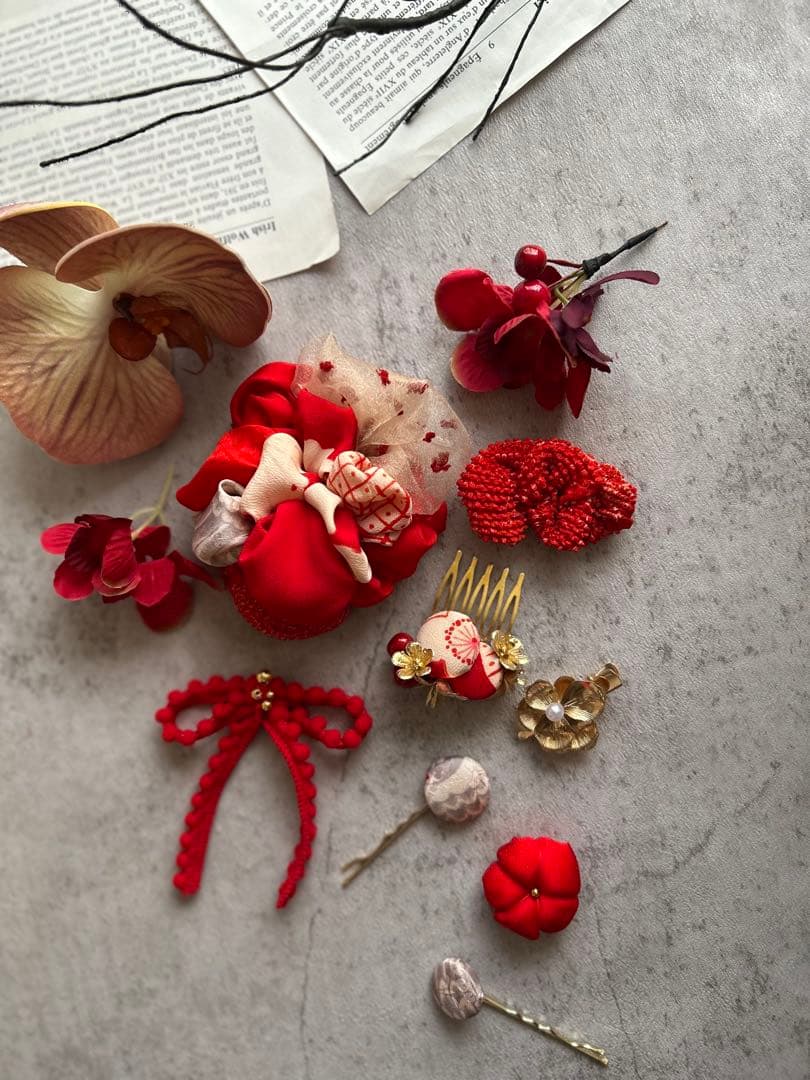 七五三　七五三髪飾り　ヘッドドレス　着物髪飾り　リメイク髪飾り　079