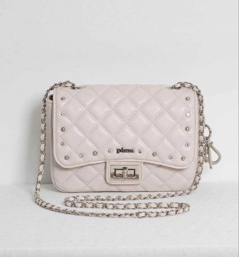 チャーム付きキルティングミニショルダー ピンク