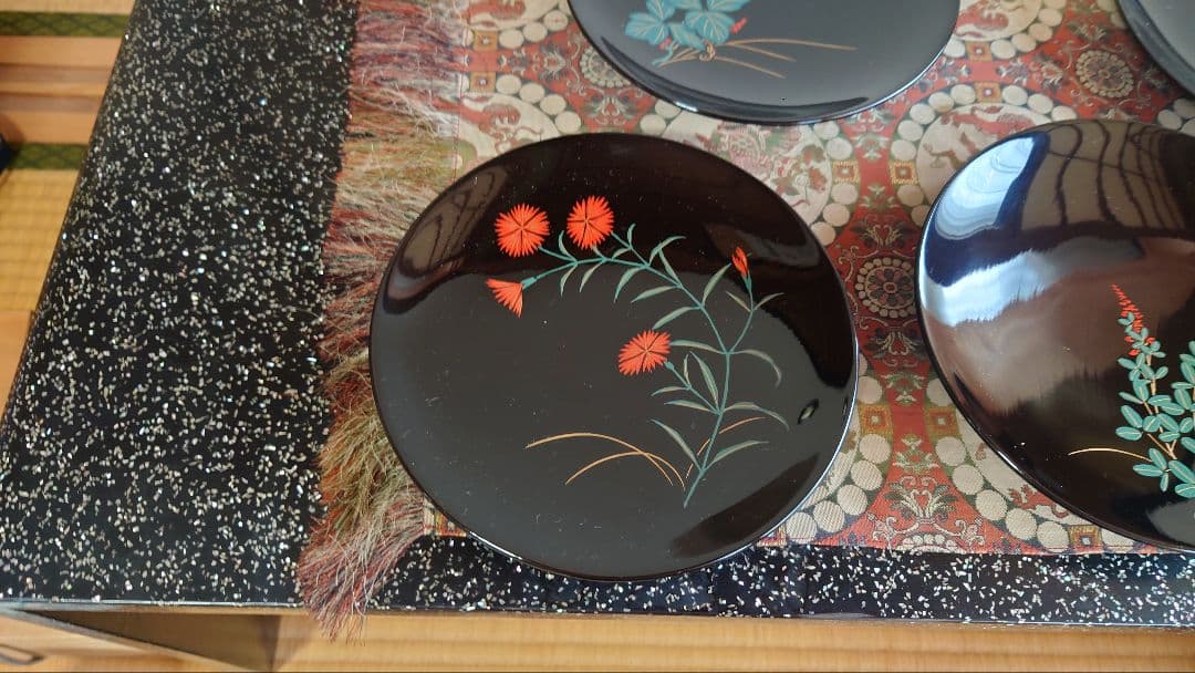 輪島塗り秋草名々菓子皿５客