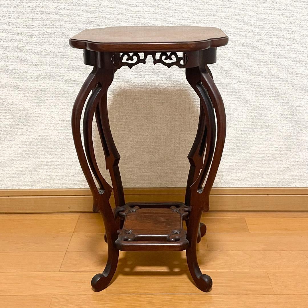 【美品】　指物工芸　総シタン材(紫檀)　漆塗り 花台 アンティーク