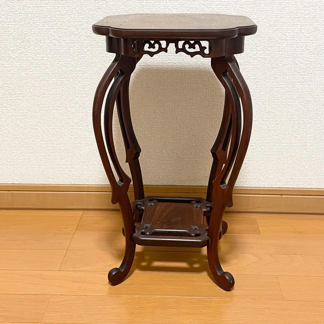 【美品】　指物工芸　総シタン材(紫檀)　漆塗り 花台 アンティーク