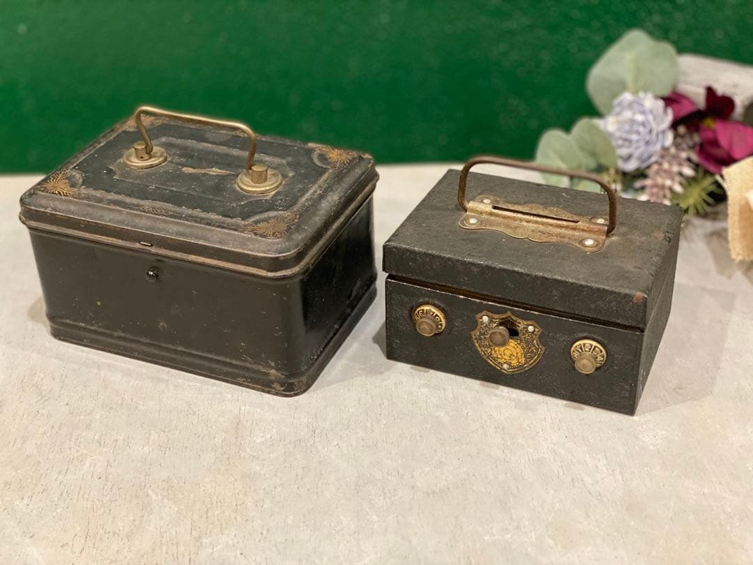 年代物 手提げ金庫 セット アンティーク ビンテージ 昭和レトロ 当時物 希少