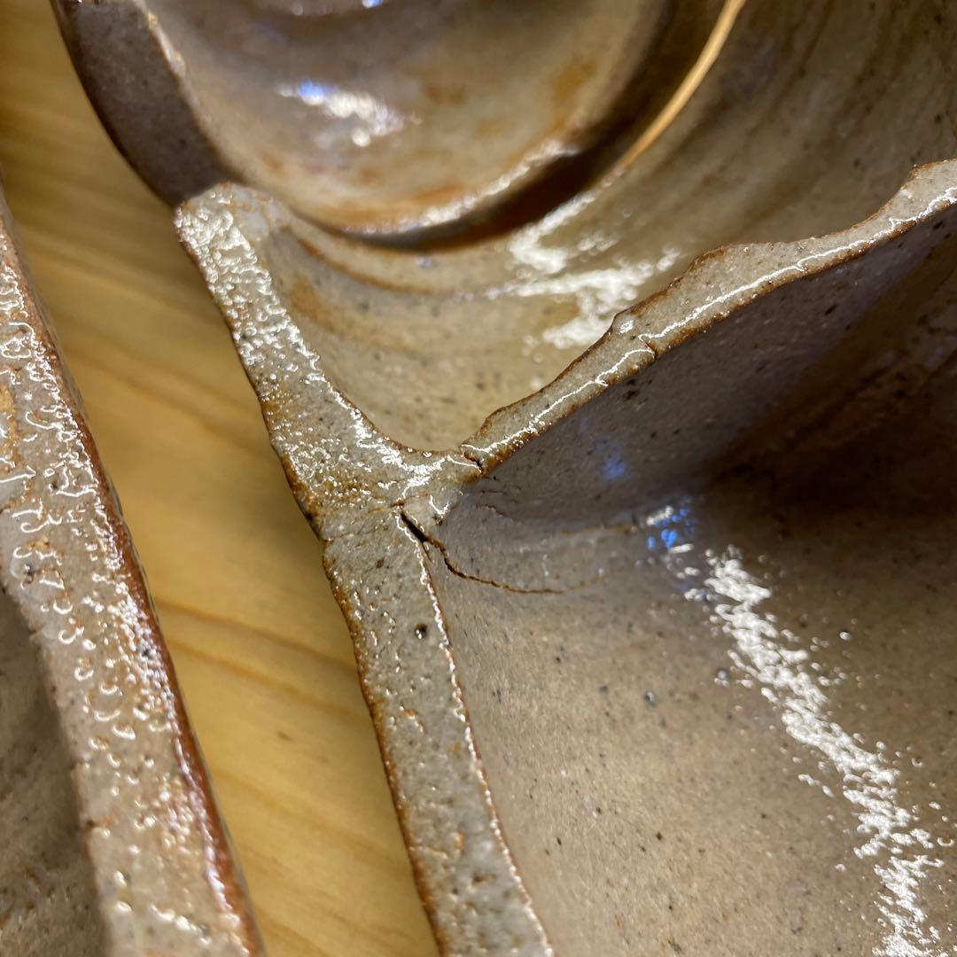 西岡良弘　唐津 割竹向附　6客　窯元 西岡小十　小次郎窯　共箱 栞付き