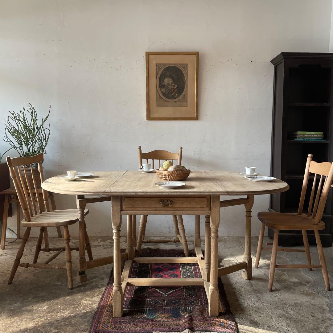 ビンテージ　ドロワーゲートレッグテーブル ドロップリーフテーブル 剥離