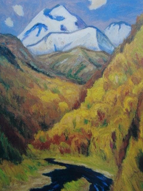 鈴木良三、【羅臼岳】、希少な画集より、新品高級額・額装付