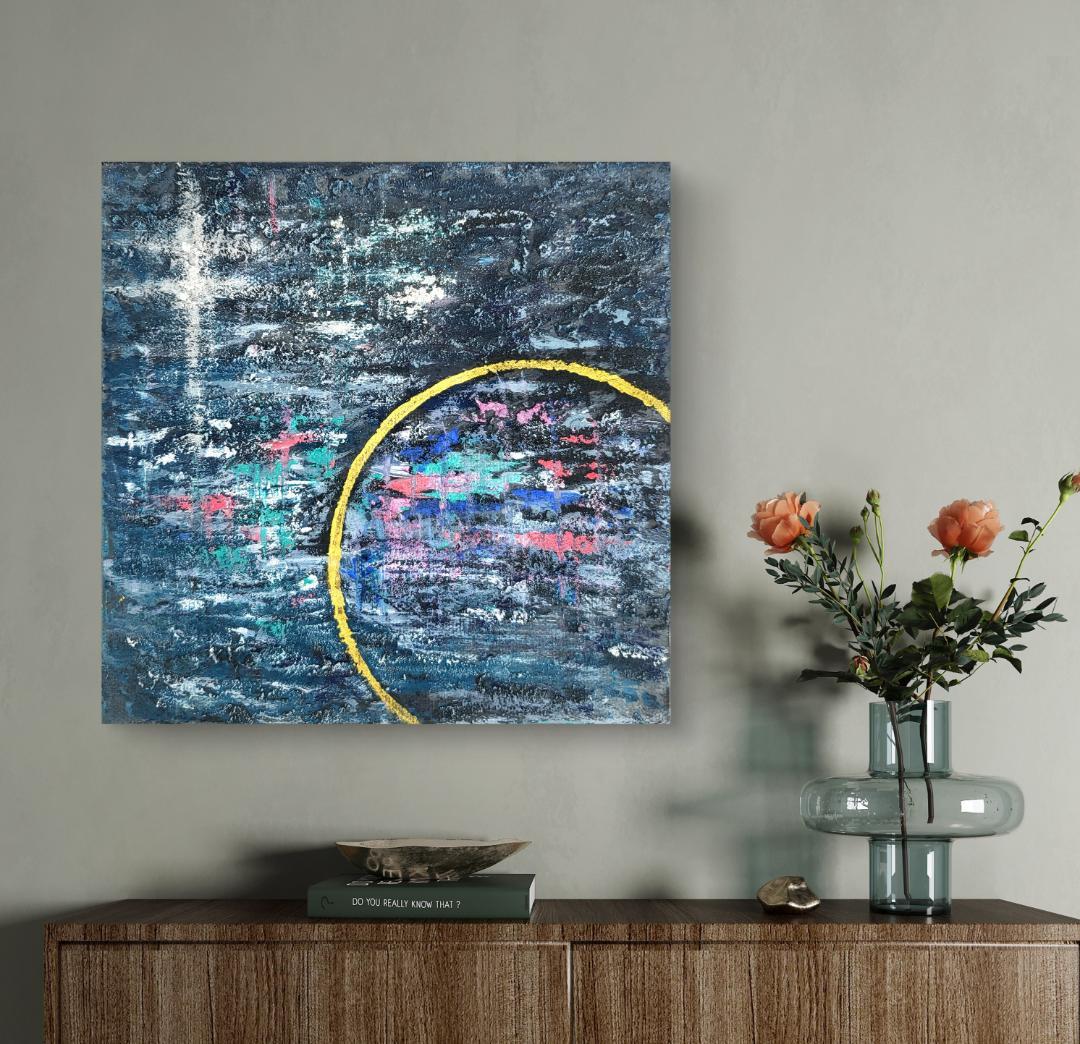 インディゴの楽園 / テクスチャーアート 18×18㎝ S0 原画1点のみ