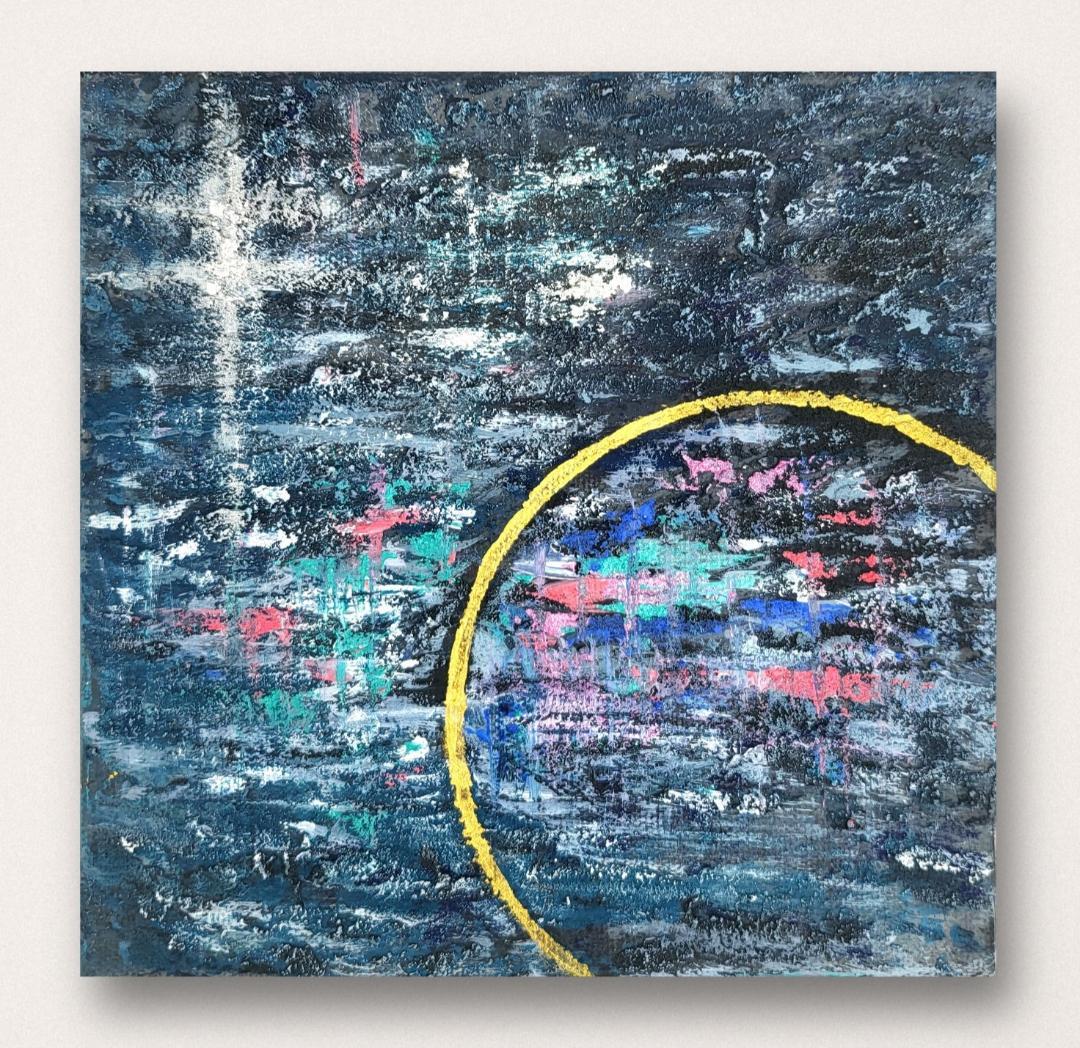 インディゴの楽園 / テクスチャーアート 18×18㎝ S0 原画1点のみ