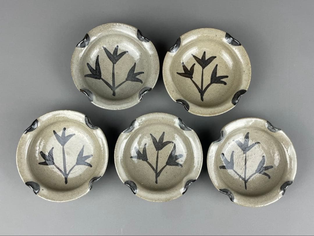 絵唐津草文皿 十三代中里太郎右衛門窯 向付 銘々皿 5客 飾皿 唐津焼 和食器