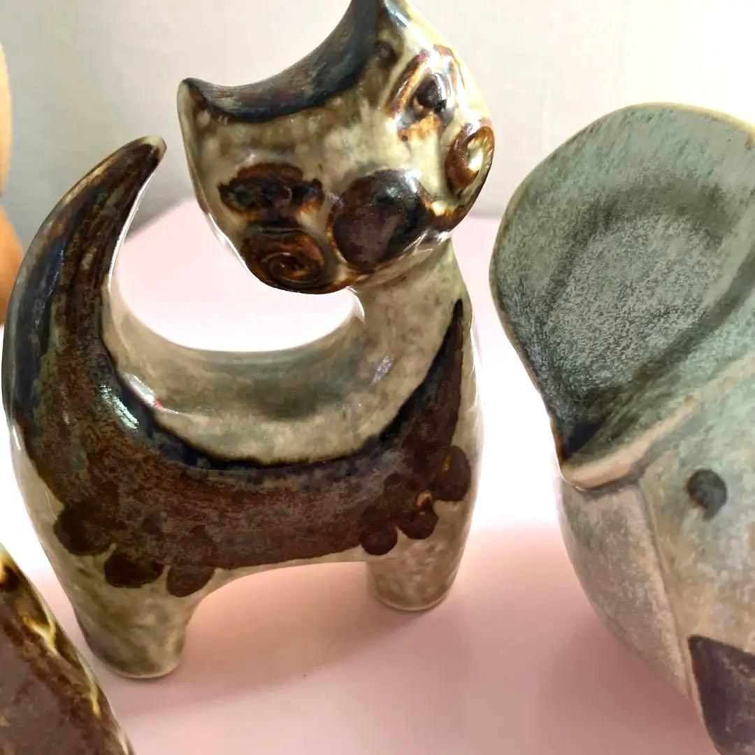 猫と象の陶器フィギュア3点セット　スーホルム　廃絶