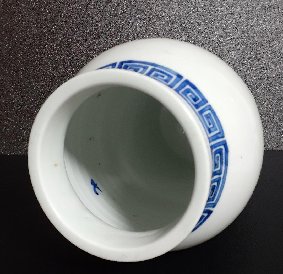 【名品】江戸時代後期～明治時代初期　古伊万里　南蛮船の図　雷文様　花入れ　装飾品