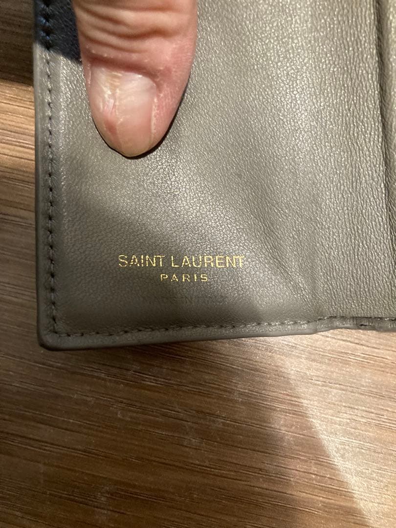 SAINT LAURENT オリガミ　グレー 三つ折り財布